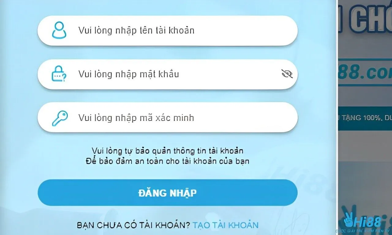 Hướng dẫn cách đăng nhập vào tài khoản cổng game Hi88